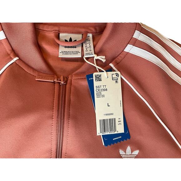 Adidas Bomber Jacket Women's Size L Pink Long Sleeve Full Zipper Ribbed Cuff - Picture 5 of 5